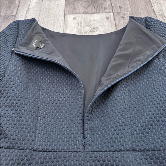 J.Crew Boatneck Sheath Textured Navy Blue Dress 3/4 Sleeve Matelssse 6 - Picture 4 of 9